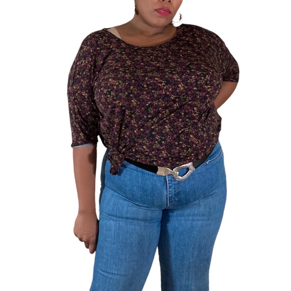 Dark Floral Violet and Black Tunic - Picture 3 of 4